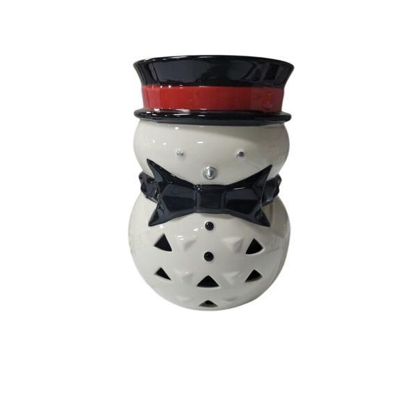 2017 YANKEE CANDLE Jackson Frost SNOWMAN Candle Holder 6.25" Top Hat Bow Tie - Picture 1 of 4